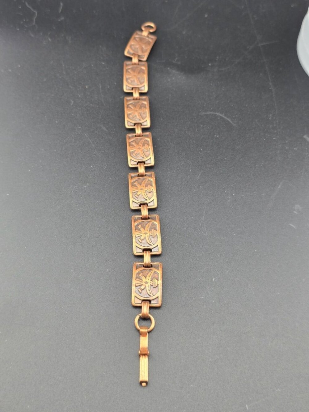 Vintage Copper Link Bracelet Kachina- Size 7.75" Rustic Tribal Panel - Picture 6 of 6